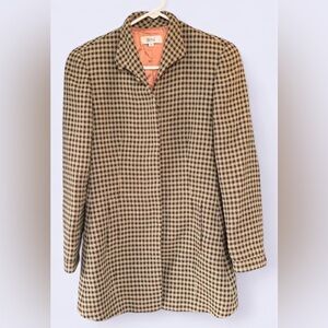 Vintage Biba Checkered Blazer in Brown and Cream